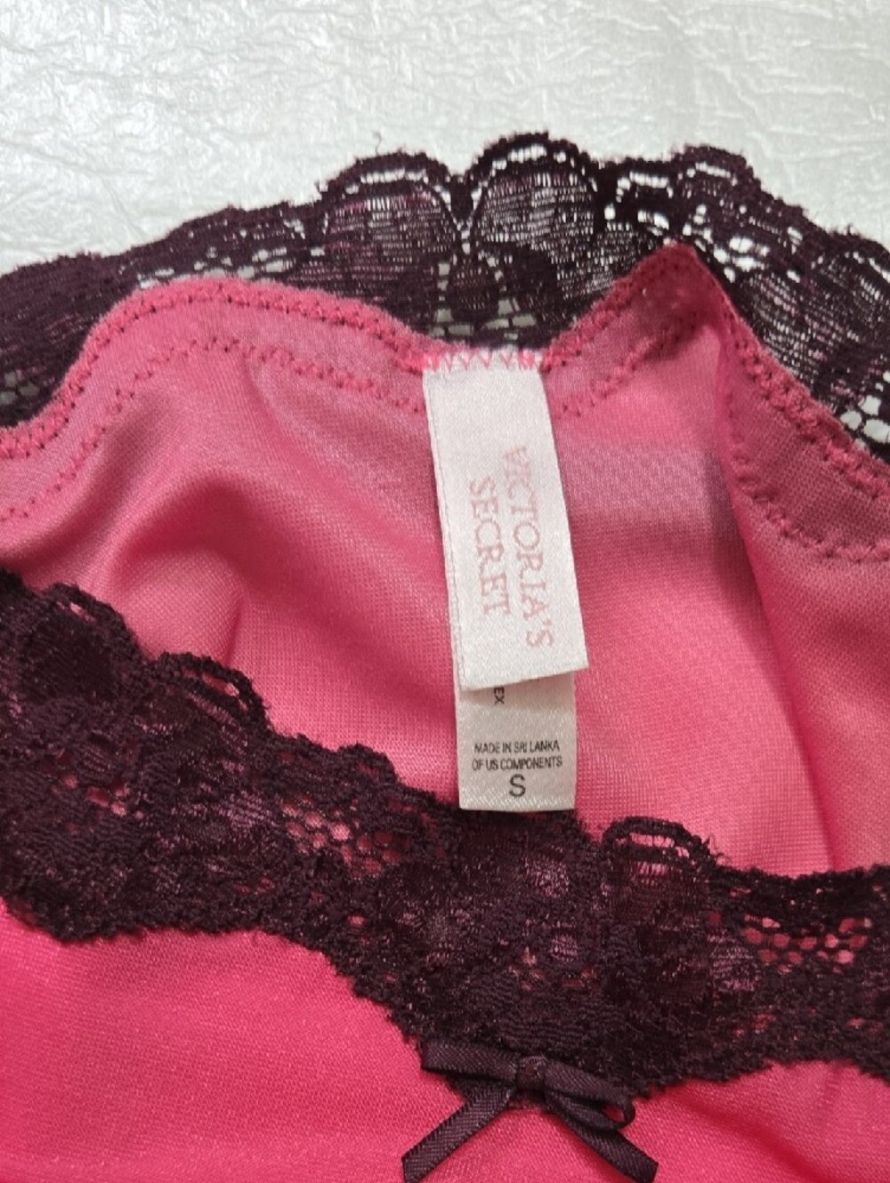 Victoria's Secret Pink Cami with Plum Lace Trim - Picture 2 of 5